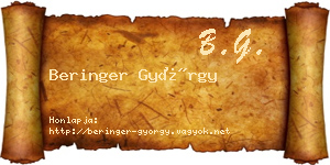 Beringer György névjegykártya